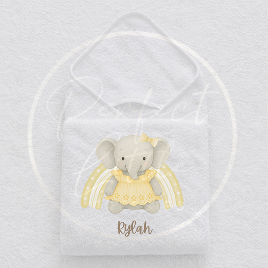 Baby Hooded Towel - Anglaise Elephant Design