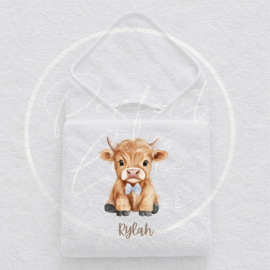 Baby Hooded Towel - Soft Highland Cow Design