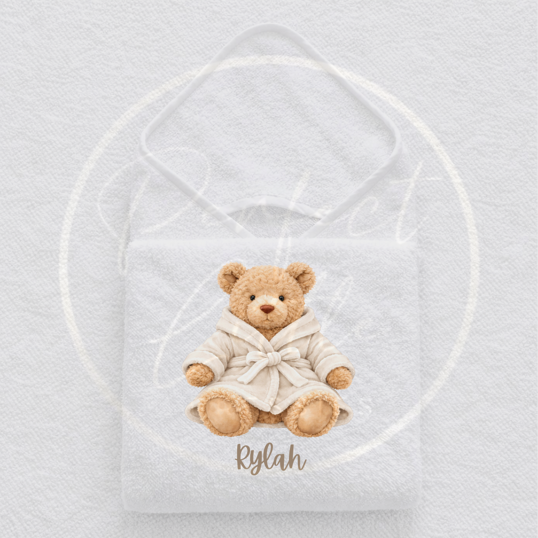 Baby Hooded Towel - Velvet Bear Design