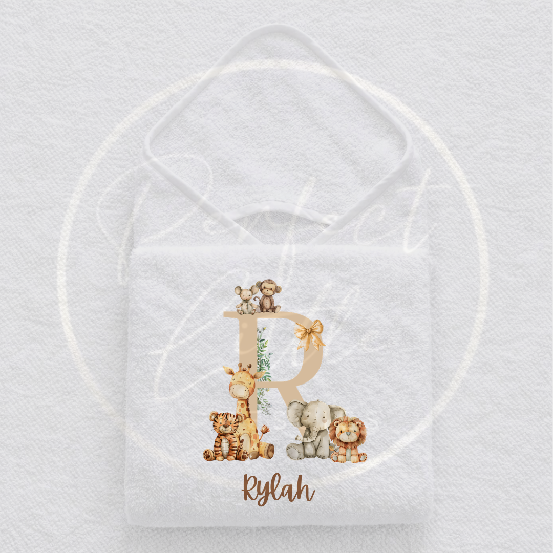 Baby Hooded Towel - Neutral Safari Design