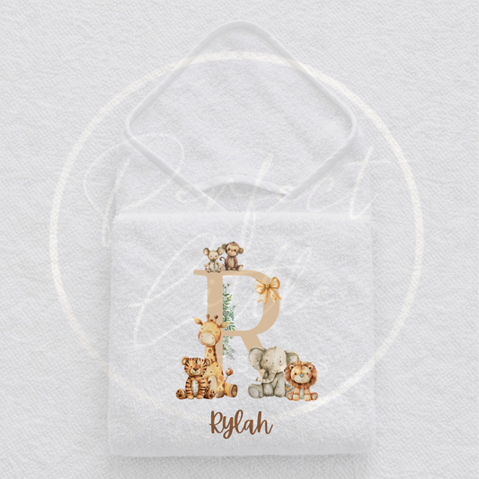 Baby Hooded Towel - Neutral Safari Design