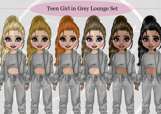 DESIGN A DOLLY - Teen Girl Grey Lounge Set
