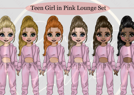 DESIGN A DOLLY - Teen Girl In Pink Lounge Set