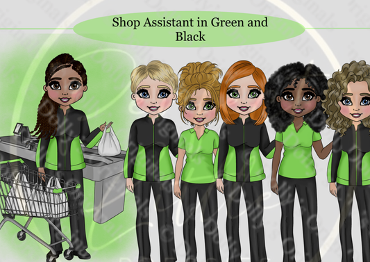 DESIGN A DOLLY - Shop Assistant Black Green