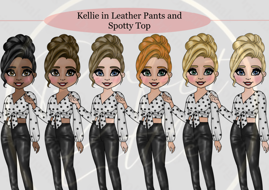 DESIGN A DOLLY - Kellie Leather Pants Spotty Top