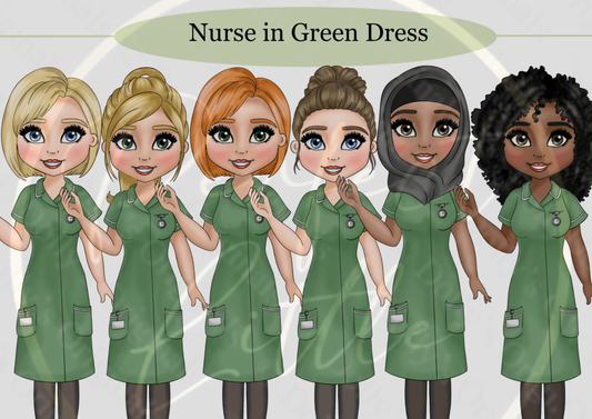 DESIGN A DOLLY - Nurse In Green Dress