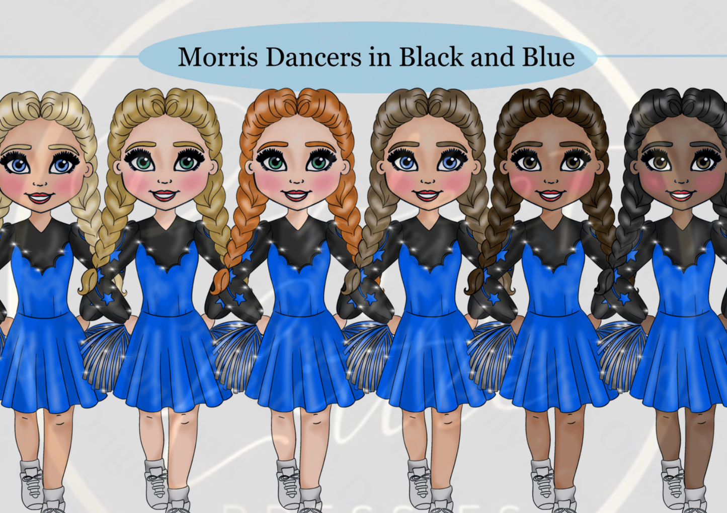 DESIGN A DOLLY - Morris Dancers Black And Blue
