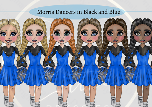DESIGN A DOLLY - Morris Dancers Black And Blue
