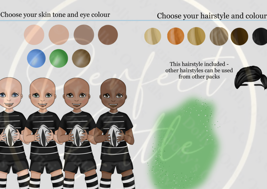 DESIGN A DOLLY - Rugby Boy Black And White Stripe