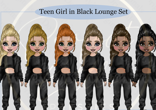 DESIGN A DOLLY - Teen Girl Black Lounge Set