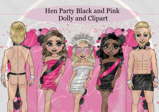DESIGN A DOLLY - Hen Party Black And Pink