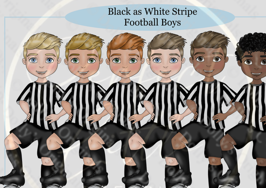 DESIGN A DOLLY - Black And White Stripe Football Boys
