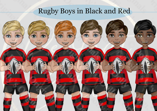 DESIGN A DOLLY - Rugby Boys Red And Black