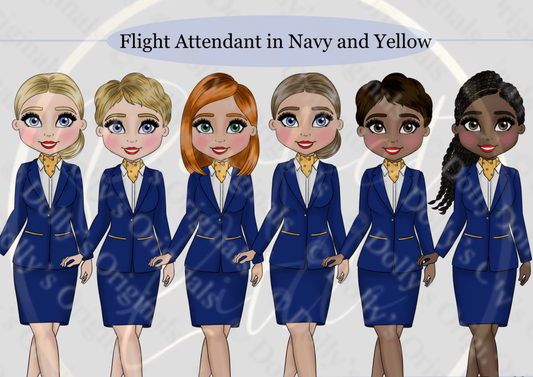 DESIGN A DOLLY - Flight Attendant Navy Yellow