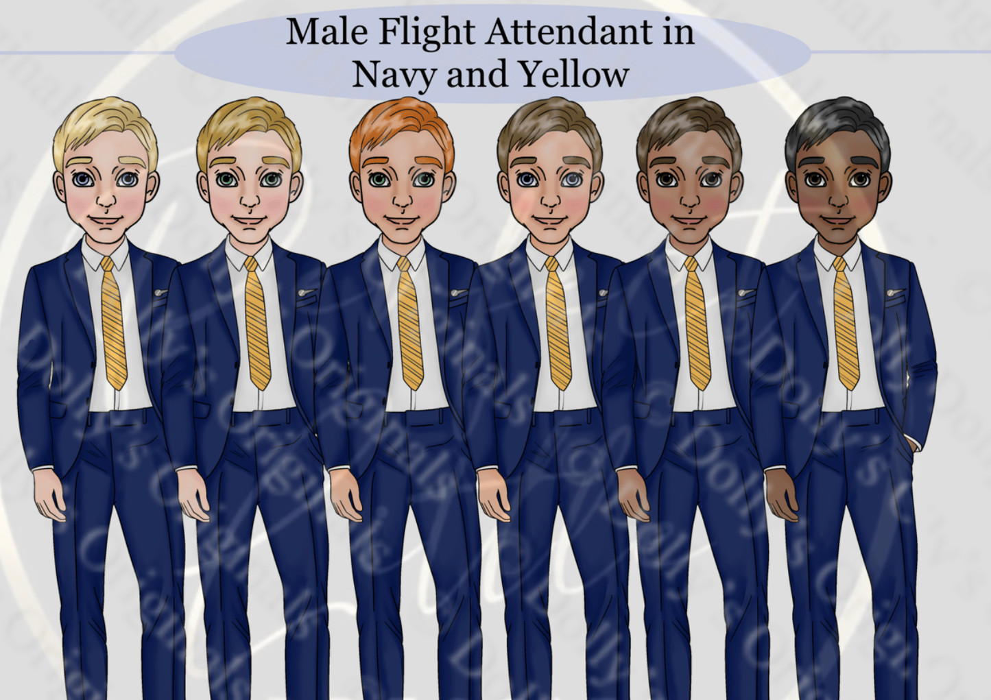 DESIGN A DOLLY - Male Flight Attendant Navy Yellow