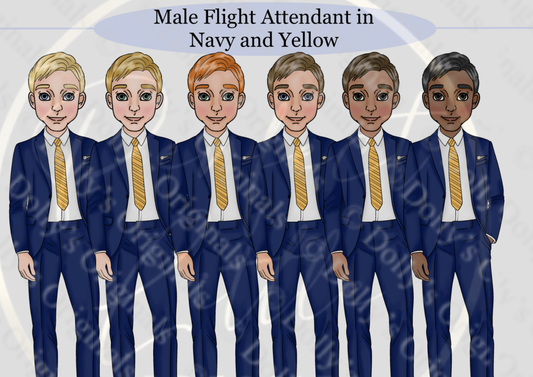 DESIGN A DOLLY - Male Flight Attendant Navy Yellow