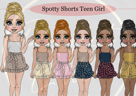 DESIGN A DOLLY - Spotty Shorts Teen Girl