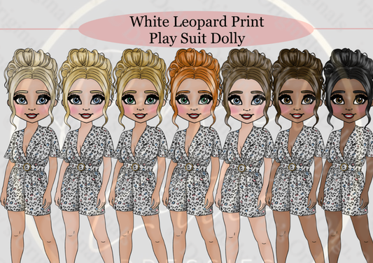 DESIGN A DOLLY - White Leopard Play Suit