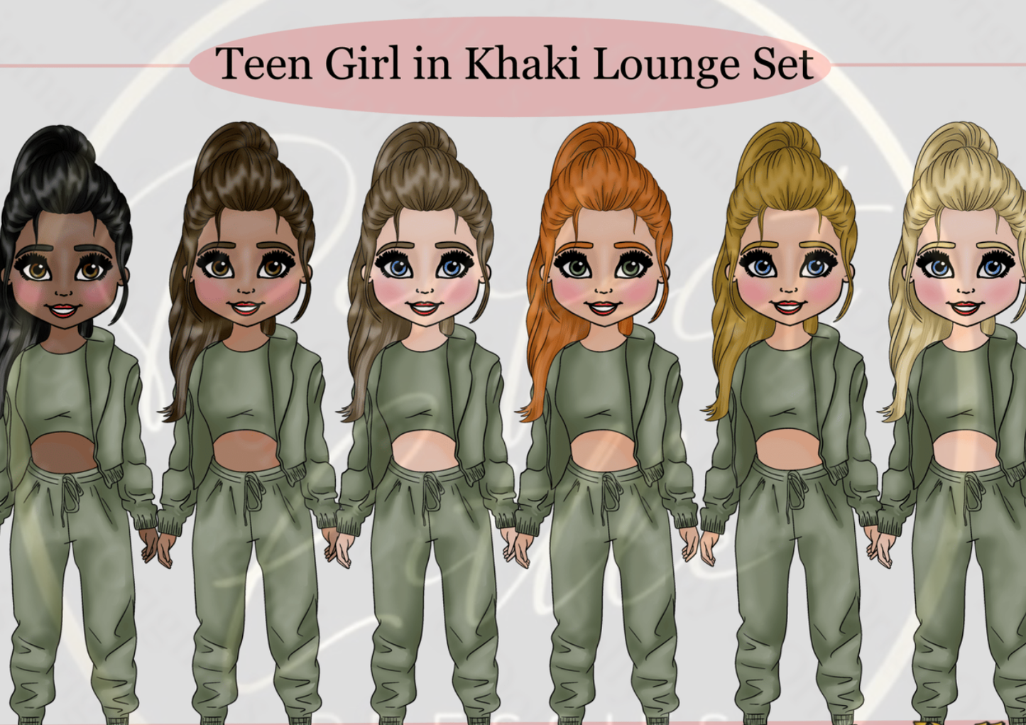 DESIGN A DOLLY - Teen Girl In Khaki Lounge Set