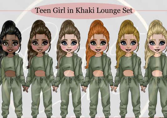 DESIGN A DOLLY - Teen Girl In Khaki Lounge Set