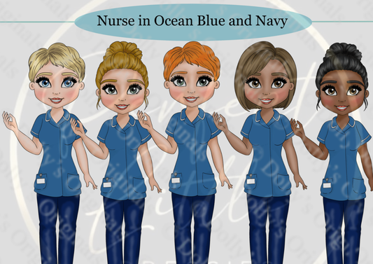 DESIGN A DOLLY - Nurse Ocean Blue Navy