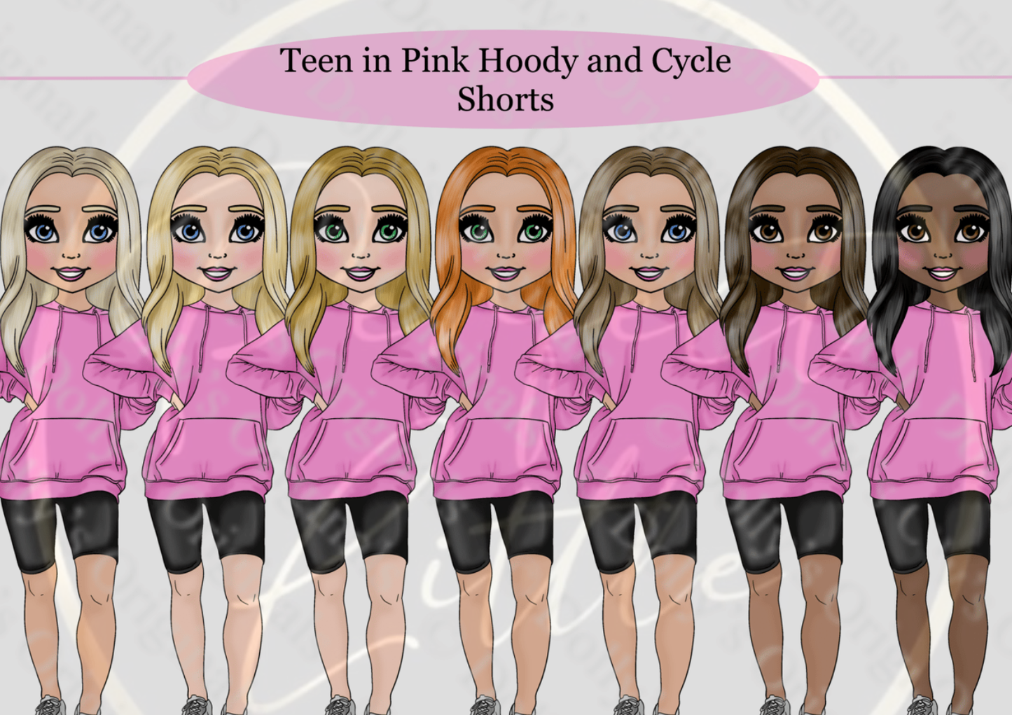 DESIGN A DOLLY - Teen Girl Pink Hoodie Cycle Shorts