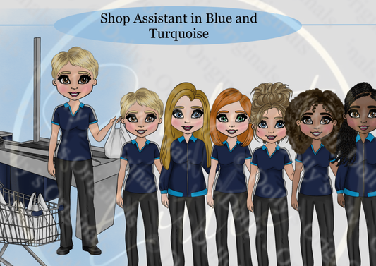 DESIGN A DOLLY - Shop Assistant Blue Turquoise