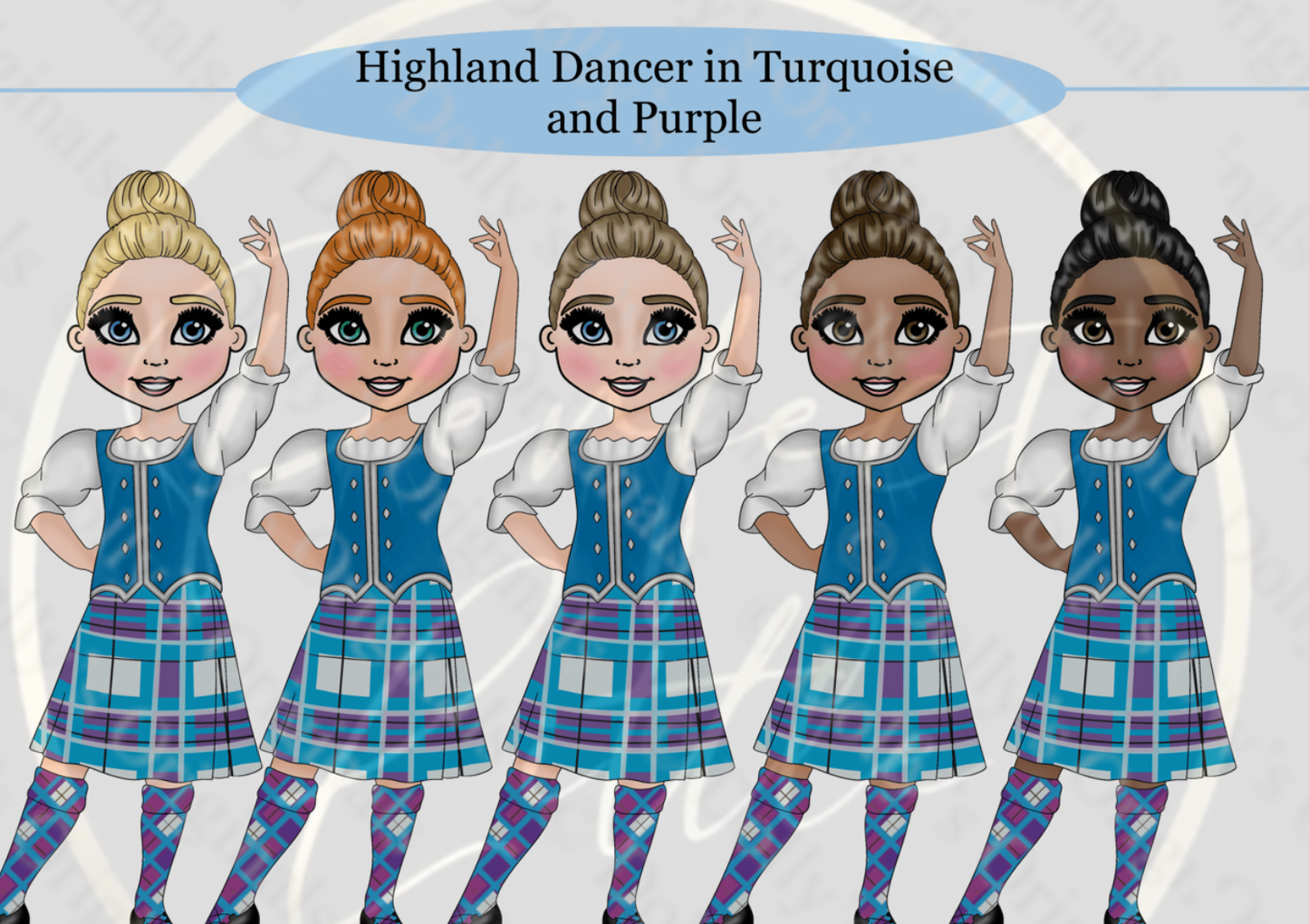DESIGN A DOLLY - Highland Dancer Turquoise Purple