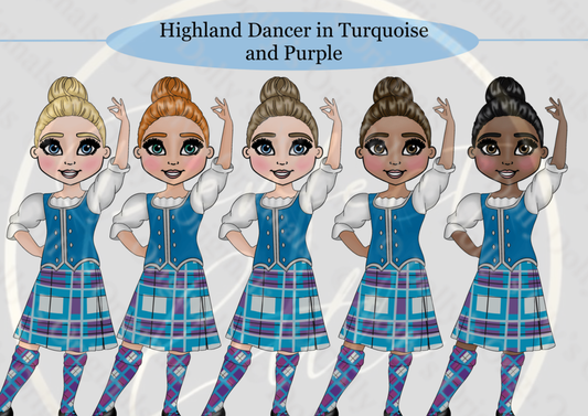 DESIGN A DOLLY - Highland Dancer Turquoise Purple