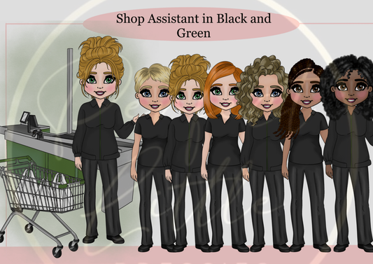 DESIGN A DOLLY - Shop Assistant Black Green