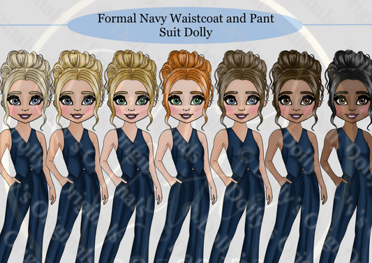 DESIGN A DOLLY - Formal Navy Waistcoat and Pant Suit