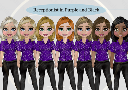 DESIGN A DOLLY - Receptionist Purple Black
