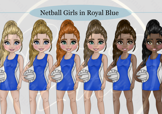DESIGN A DOLLY - Netball Girls Royal Blue