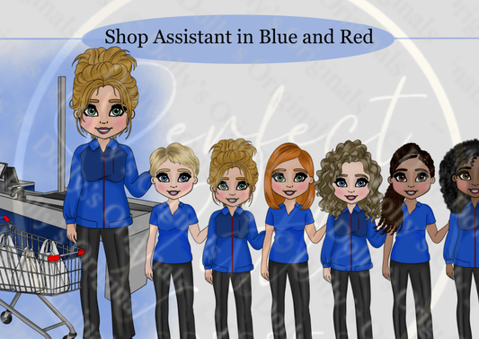 DESIGN A DOLLY - Shop Assistant Blue Red