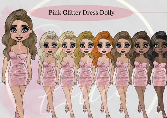 DESIGN A DOLLY - Pink Glitter Dress Dolly