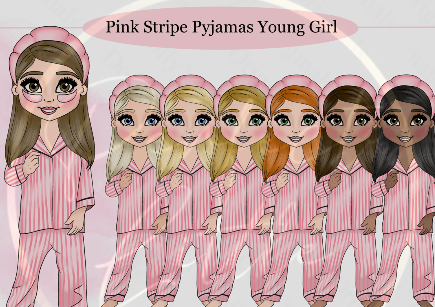 DESIGN A DOLLY - Pink Stripe Pyjamas Young Girl