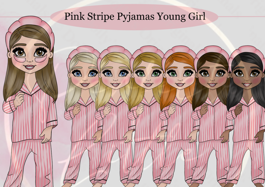 DESIGN A DOLLY - Pink Stripe Pyjamas Young Girl