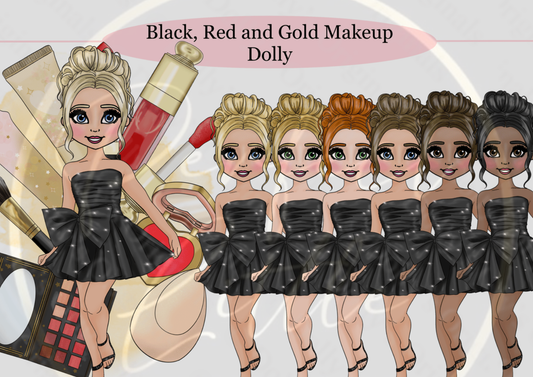 DESIGN A DOLLY - Black Red And Gold Makeup