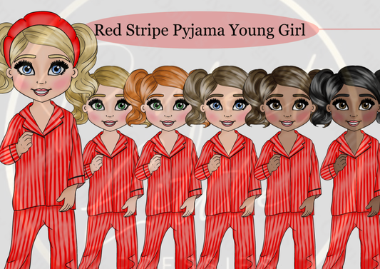 DESIGN A DOLLY - Red Stripe Pyjama Young Girl