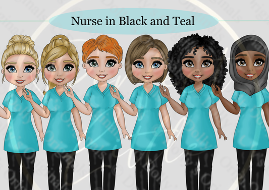 DESIGN A DOLLY - Nurse Teal And Black
