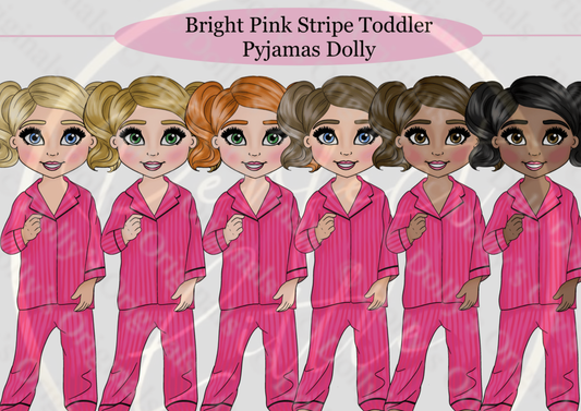 DESIGN A DOLLY - Bright Pink Stripe Toddler Pyjamas