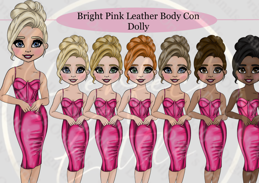 DESIGN A DOLLY - Bright Pink Leather Body Con Dress