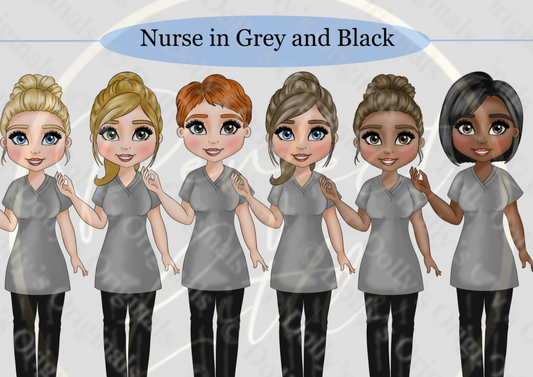 DESIGN A DOLLY - Nurse In Grey Black