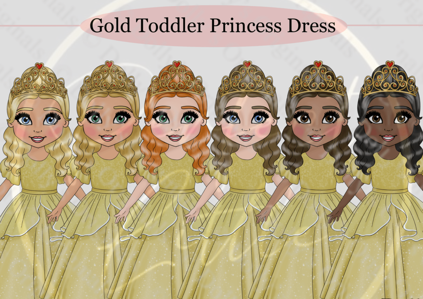 DESIGN A DOLLY - Gold Toddler Princess Dress
