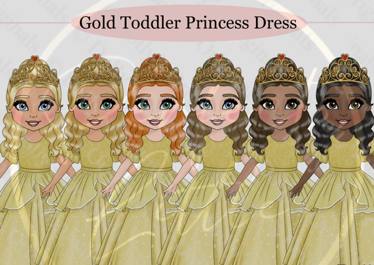 DESIGN A DOLLY - Gold Toddler Princess Dress