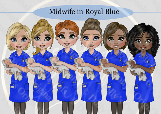 DESIGN A DOLLY - Midwife In Royal Blue