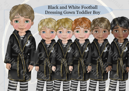 DESIGN A DOLLY - Black White Football Dressing Gown Toddler Boy