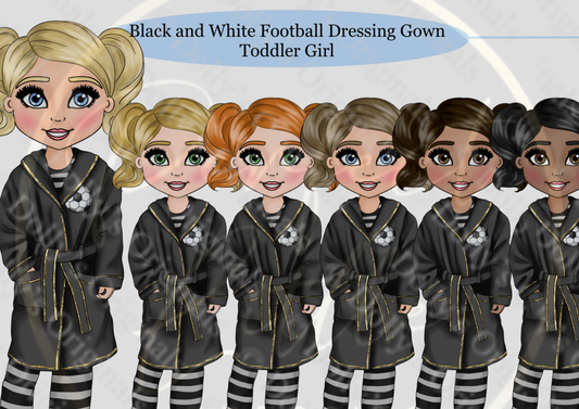 DESIGN A DOLLY - Black White Football Dressing Gown Toddler Girl