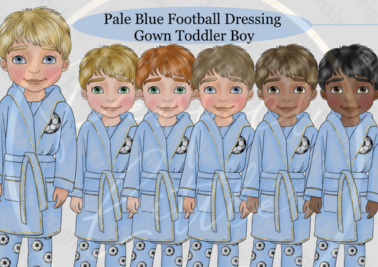 DESIGN A DOLLY - Pale Blue Football Dressing Gown Toddler Boy