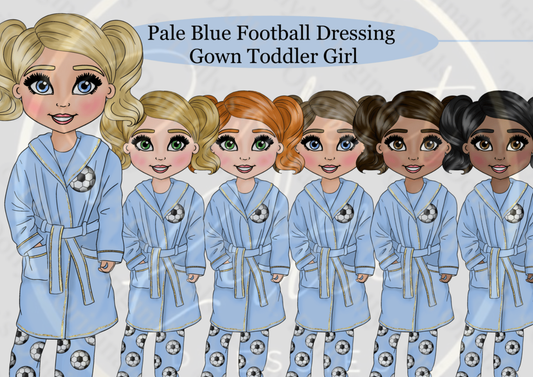 DESIGN A DOLLY - Pale Blue Football Dressing Gown Toddler Girl
